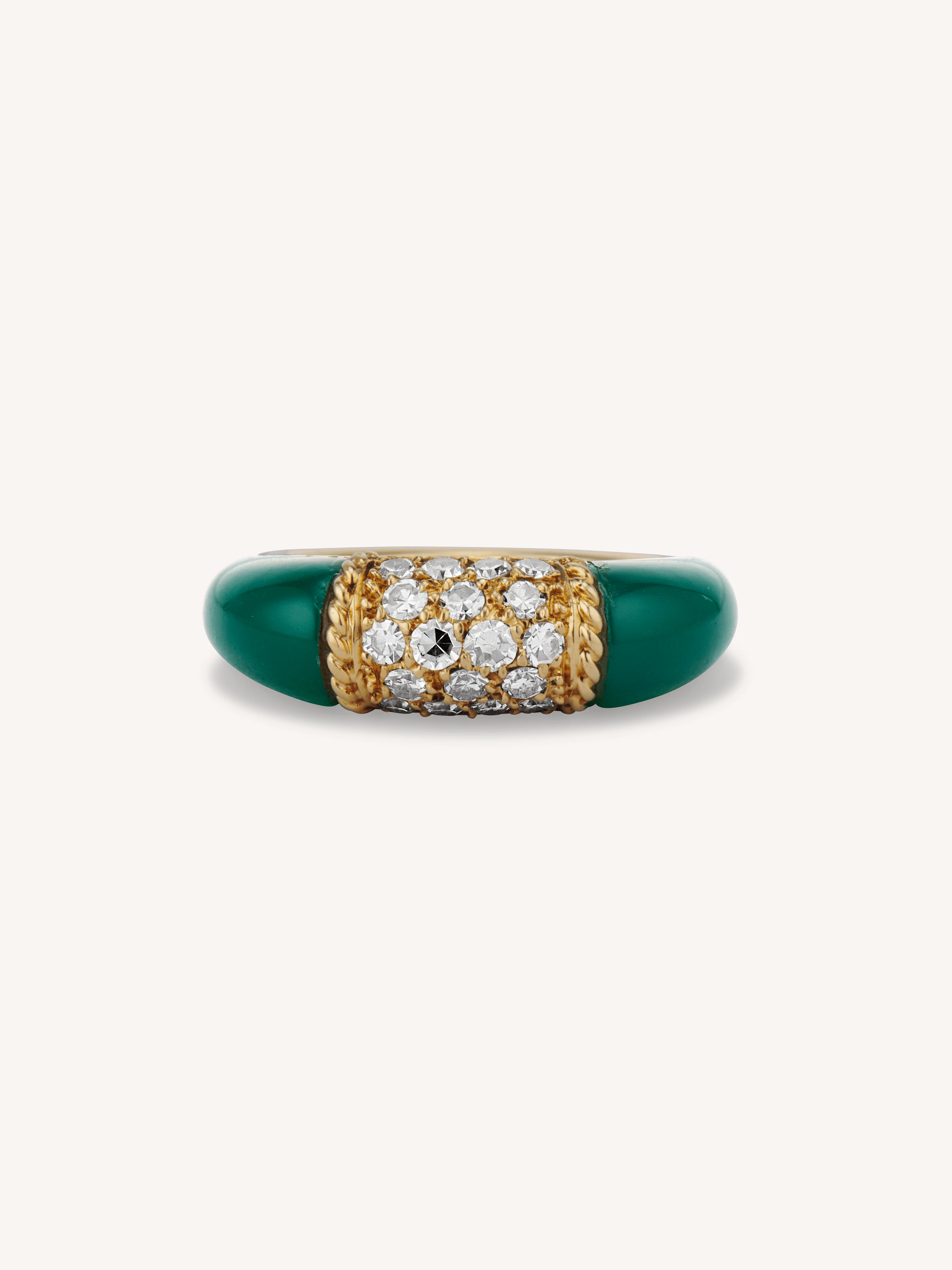 Vintage Van Cleef & Arpels Chalcedony & Diamond in 18K Yellow Gold 'Philippine' Ring