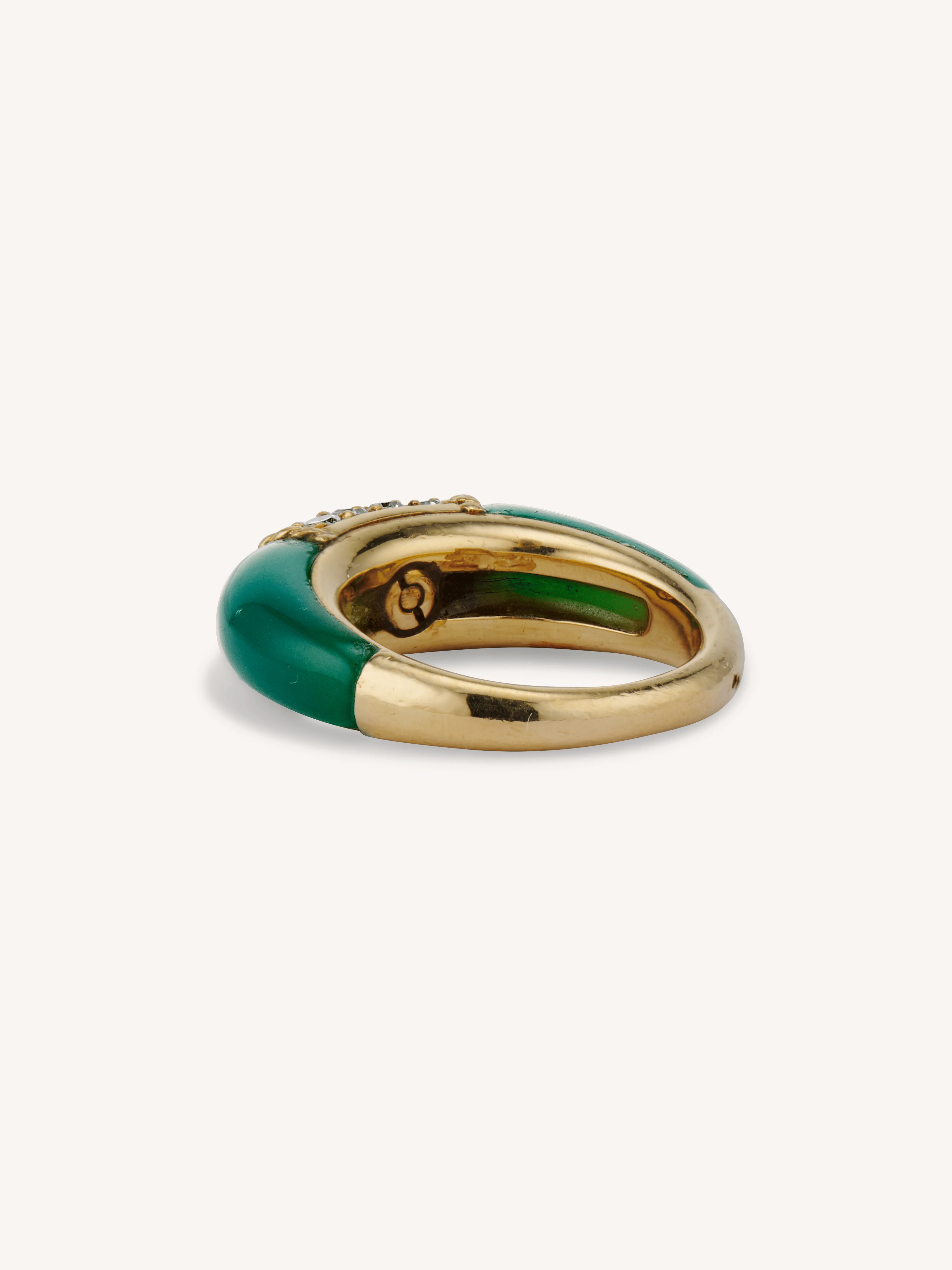 Vintage Van Cleef & Arpels Chalcedony & Diamond in 18K Yellow Gold 'Philippine' Ring - Image 5