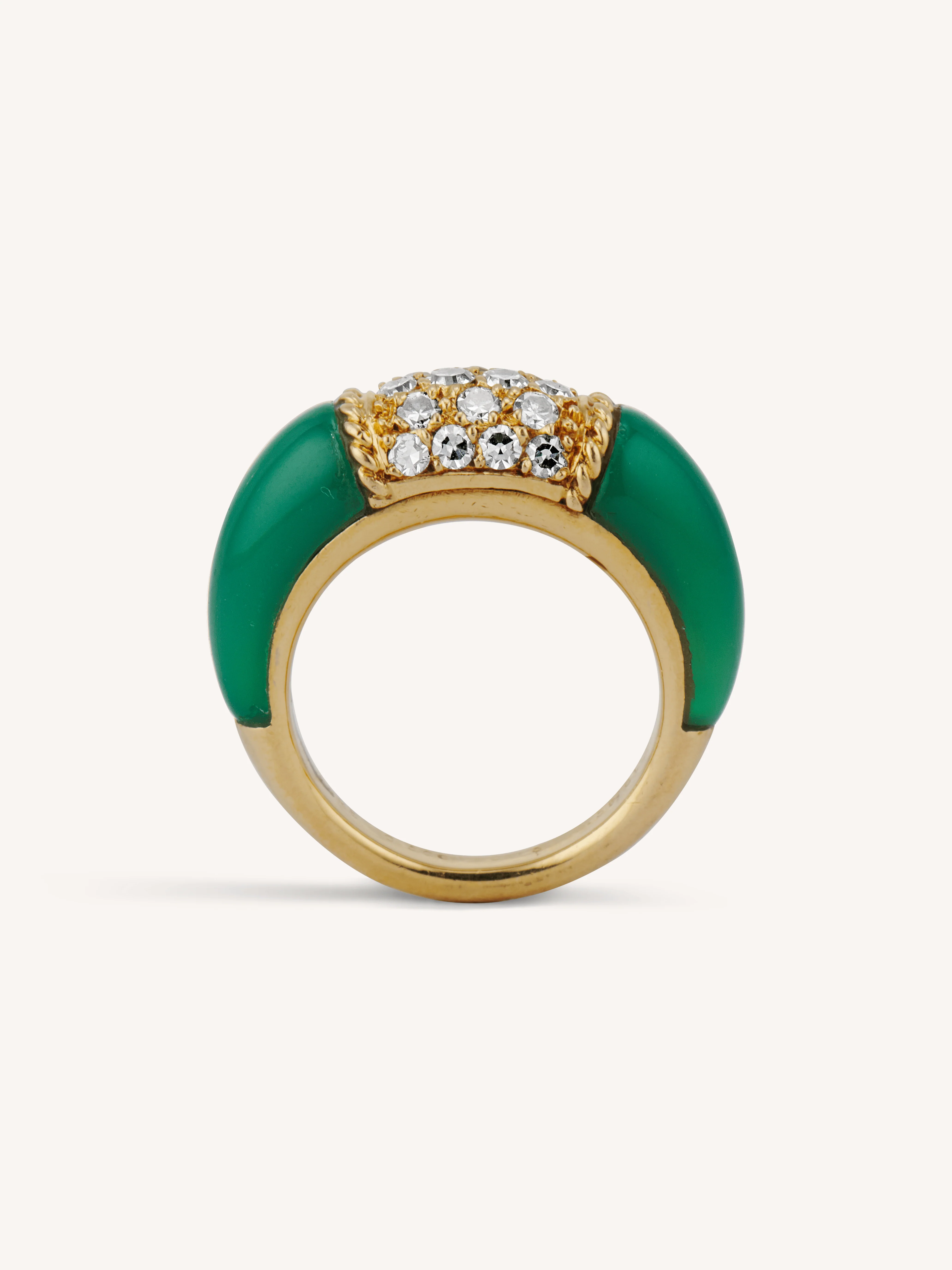 Vintage Van Cleef & Arpels Chalcedony & Diamond in 18K Yellow Gold 'Philippine' Ring - Image 6