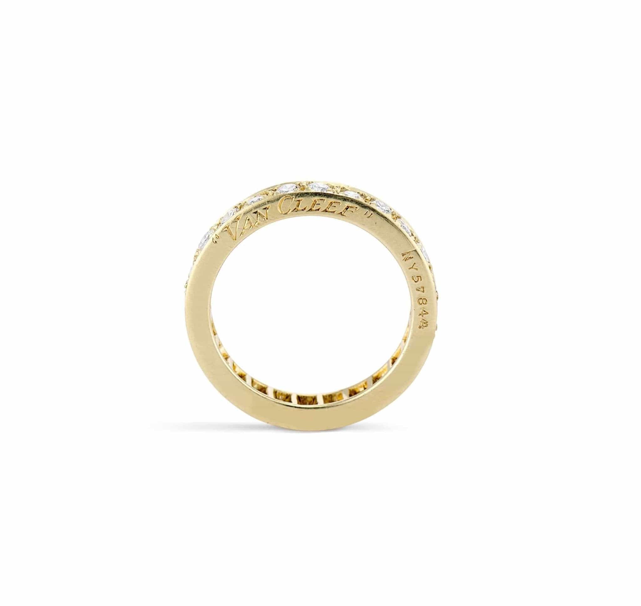 Rare Van Cleef & Arpels Transitional Cut Diamond Yellow Gold Band - Image 3