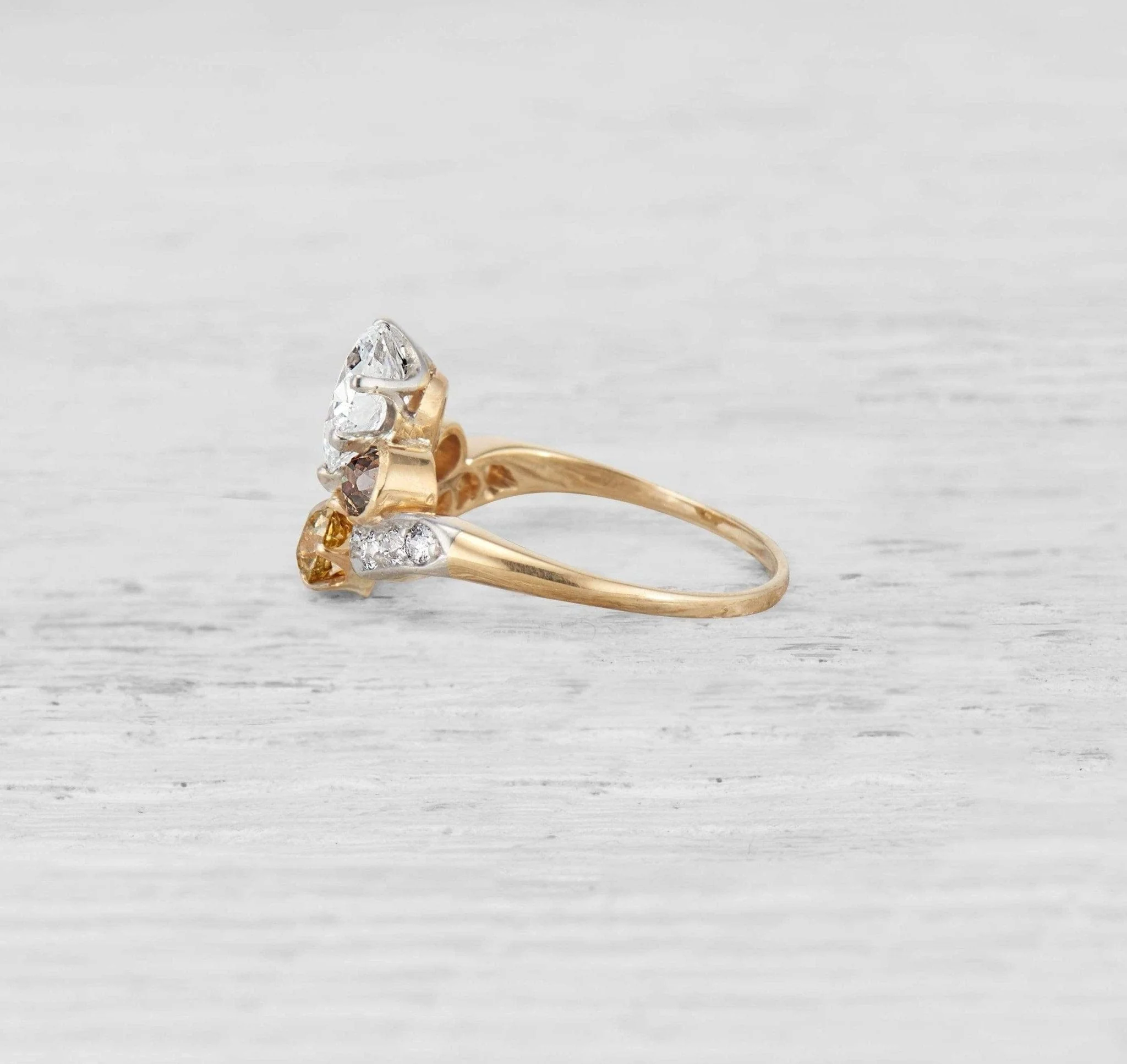 Belle Epoque Antique Tiara Pear-Shaped Diamond Ring - Image 5